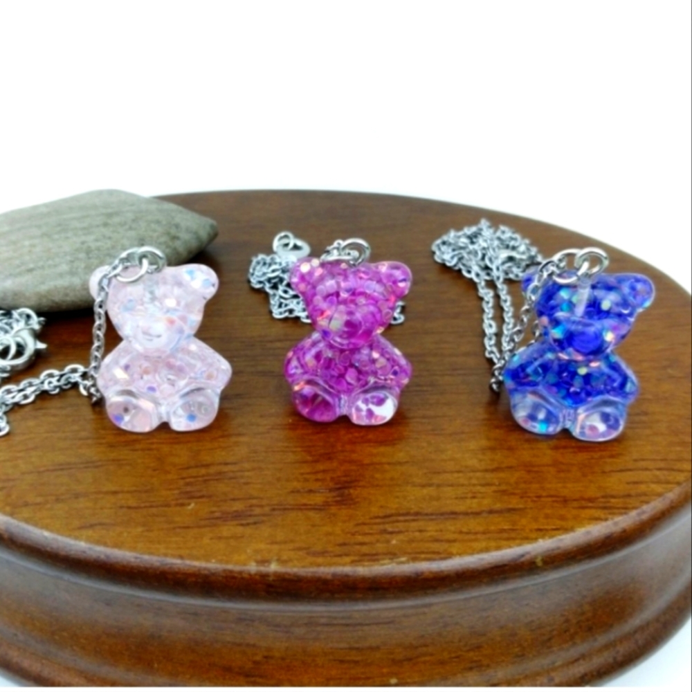 Necklace Glitter Teddy Bear